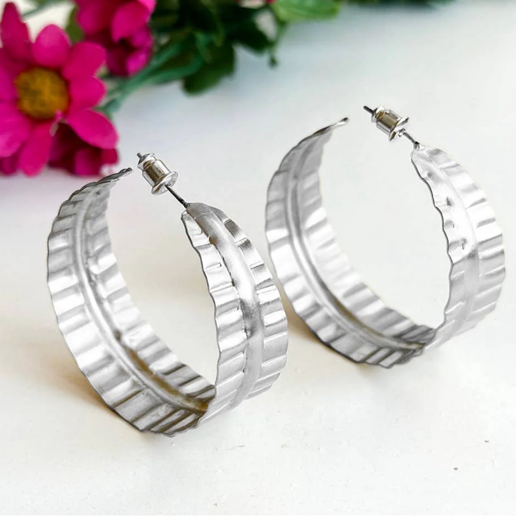 Rippled Leaf Hoops